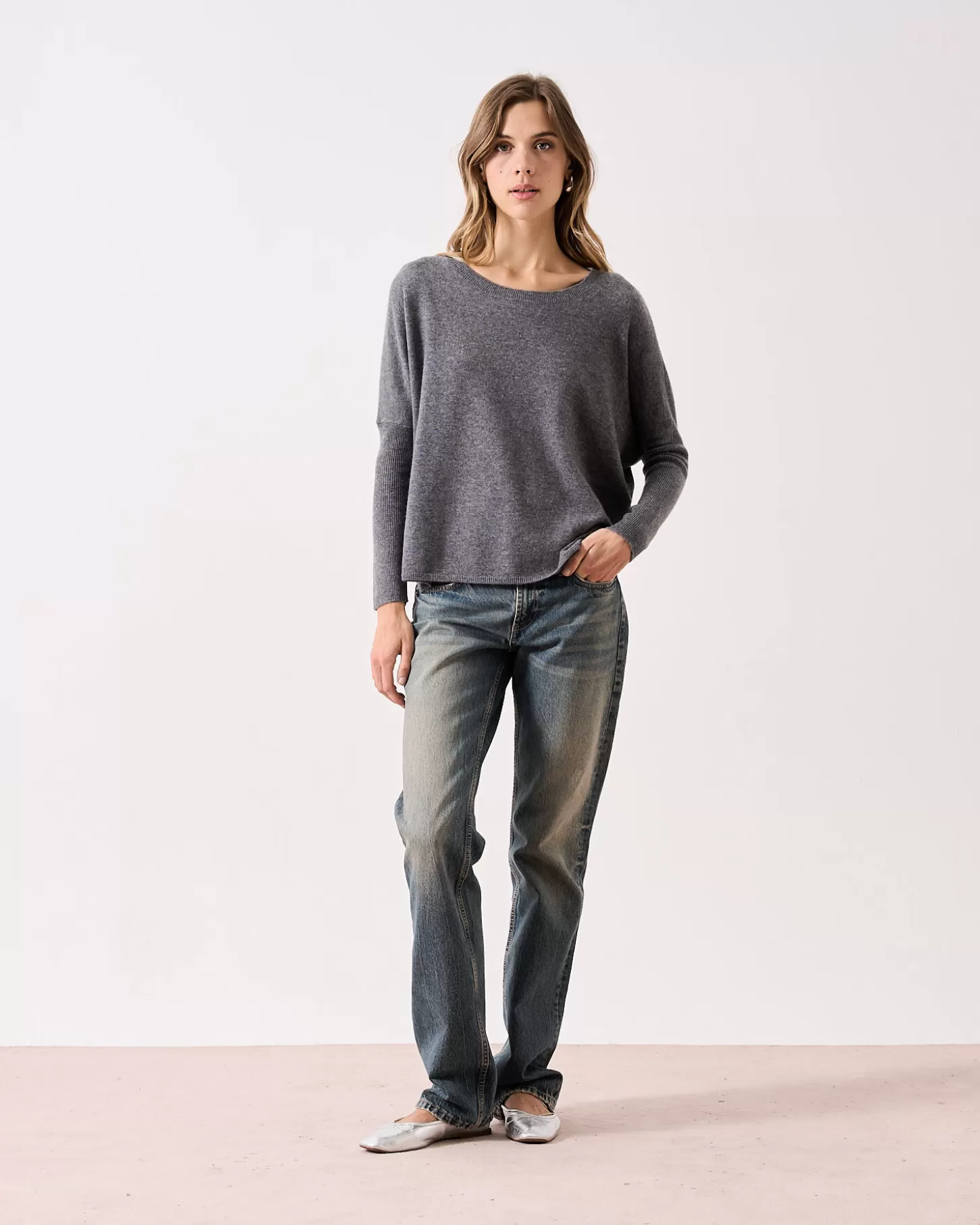 Col Rond | 100% Cachemire>Absolut Cashmere Astrid. Gris chiné foncé