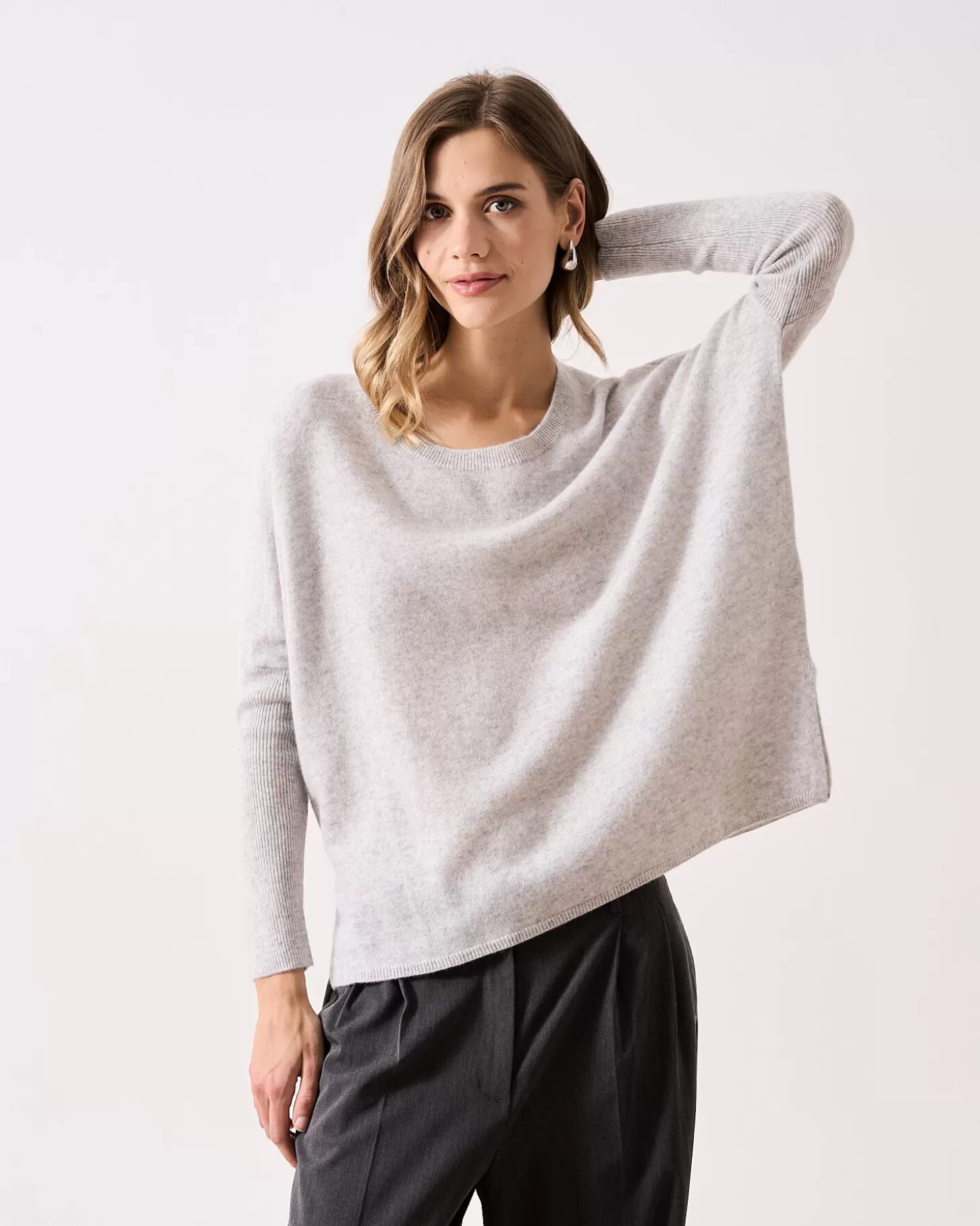 Col Rond | Ponchos>Absolut Cashmere Astrid. Gris chiné clair