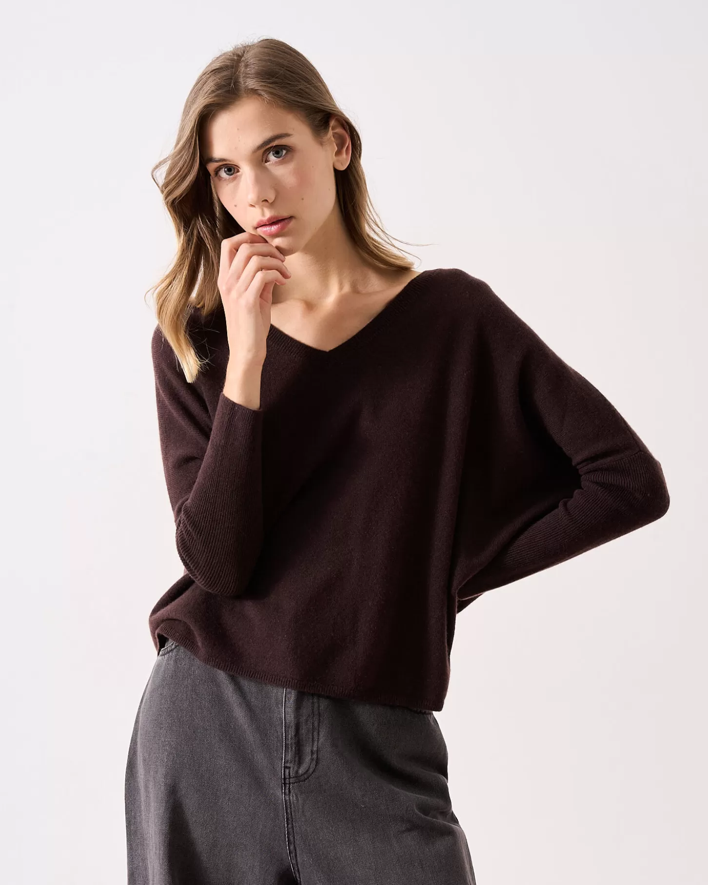 Col V | Ponchos>Absolut Cashmere Camille. Brownie