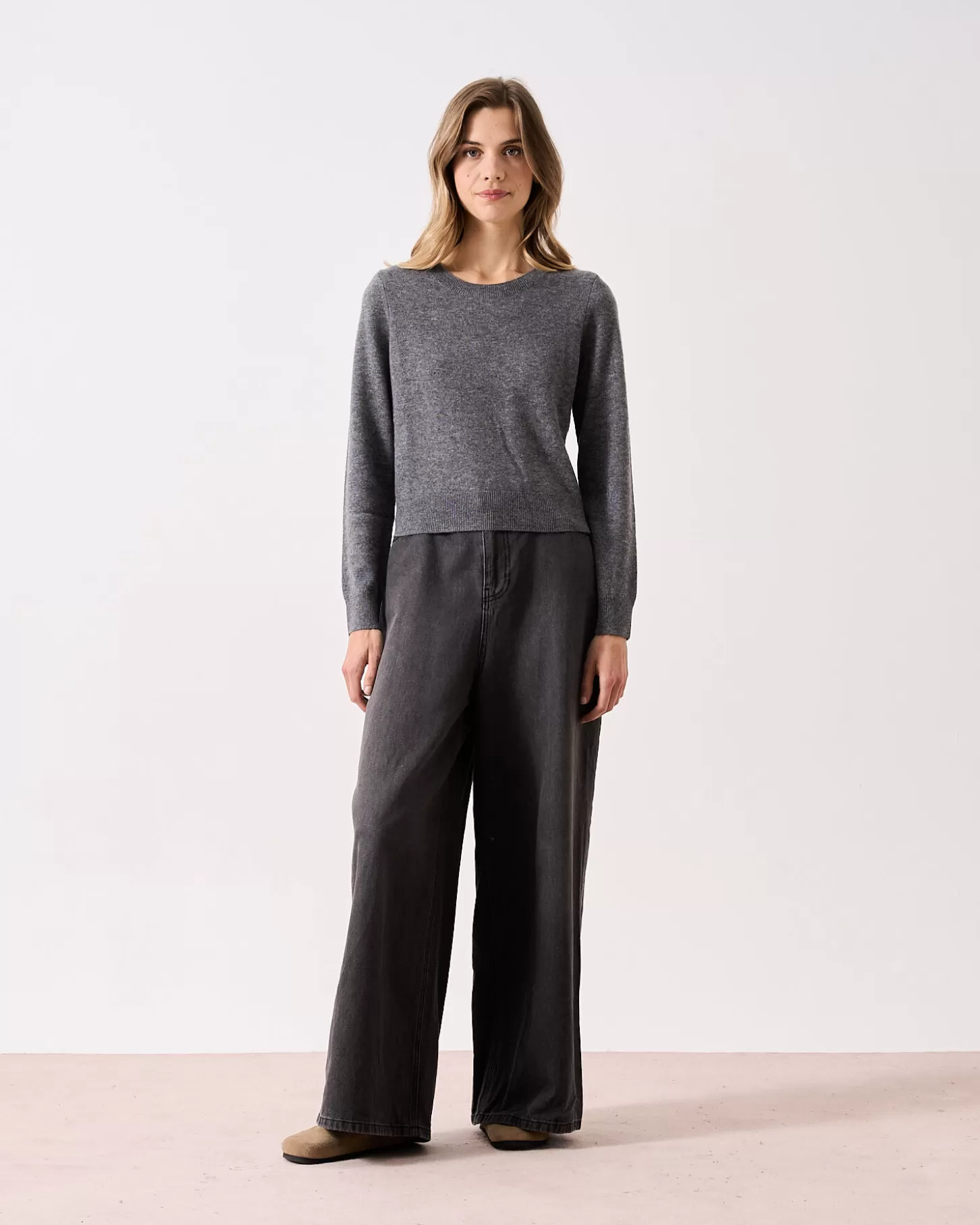 Col Rond | 100% Cachemire>Absolut Cashmere Carlie. Gris chiné foncé