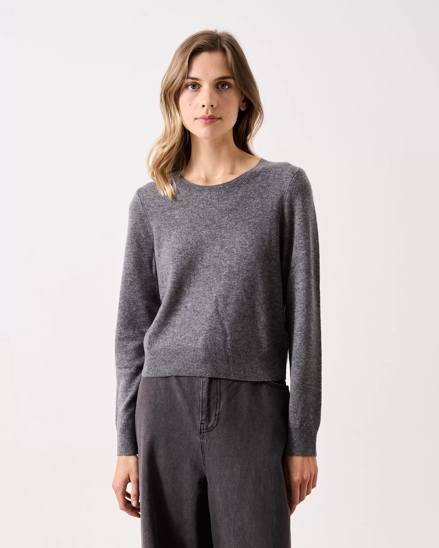 Col Rond | 100% Cachemire>Absolut Cashmere Carlie. Gris chiné foncé