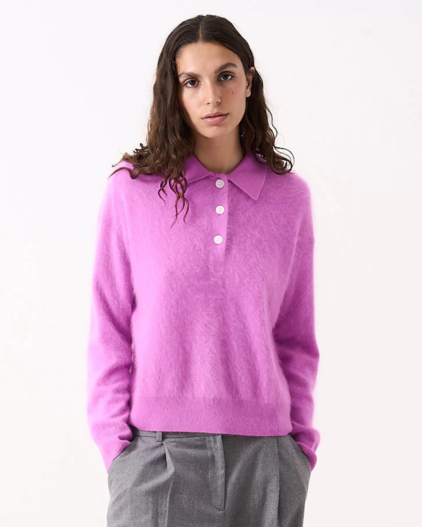 Cachemire Brossé | Col V>Absolut Cashmere Cashel. VIOLET FLUO