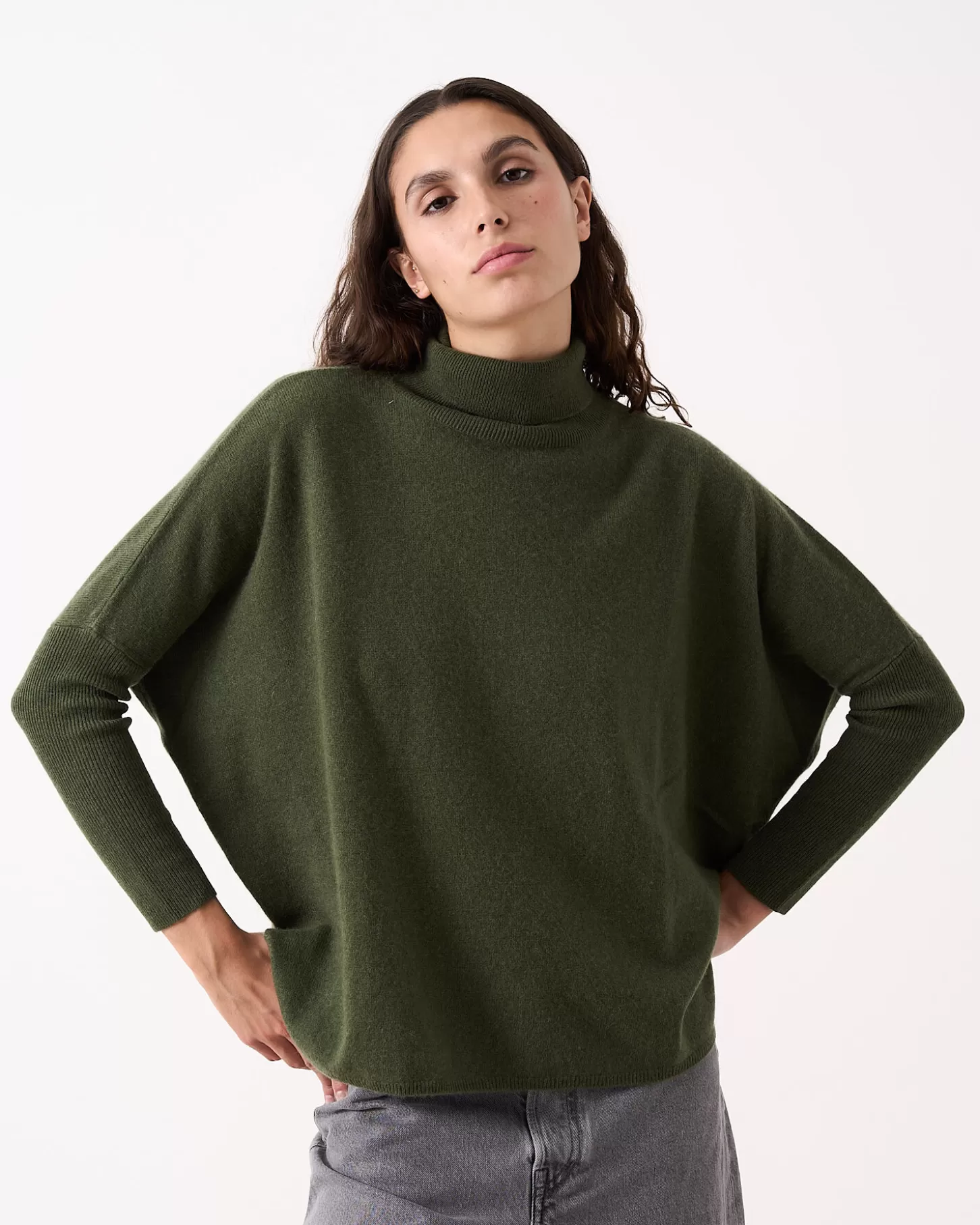 Col Roulé | Ponchos>Absolut Cashmere Clara. Artichoke