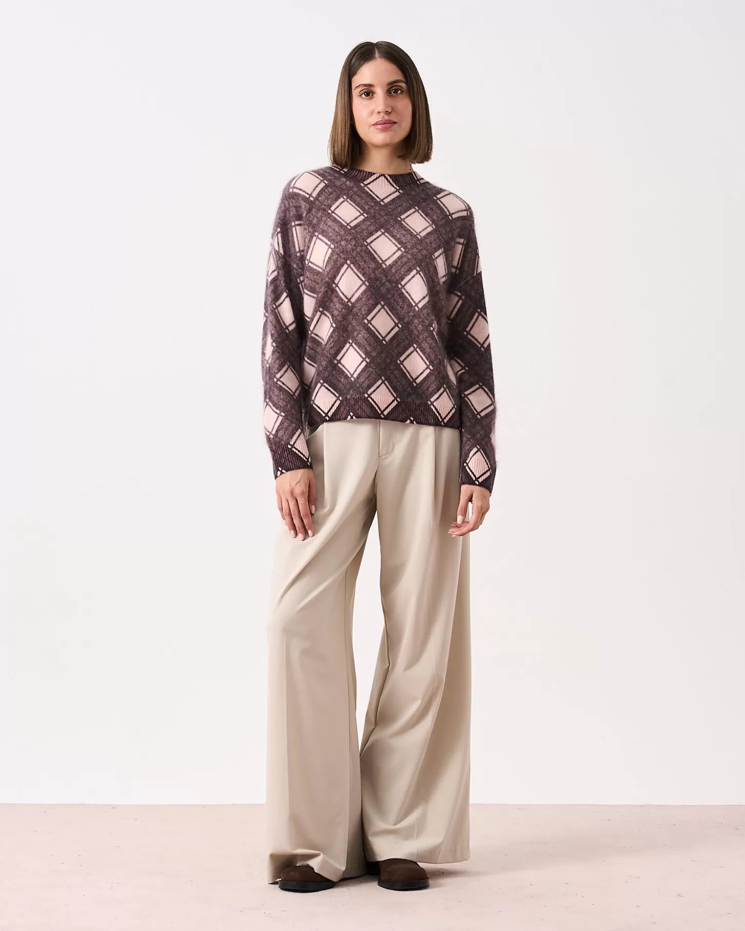 Cachemire Brossé | Col Rond>Absolut Cashmere Clarke. Tartan brown