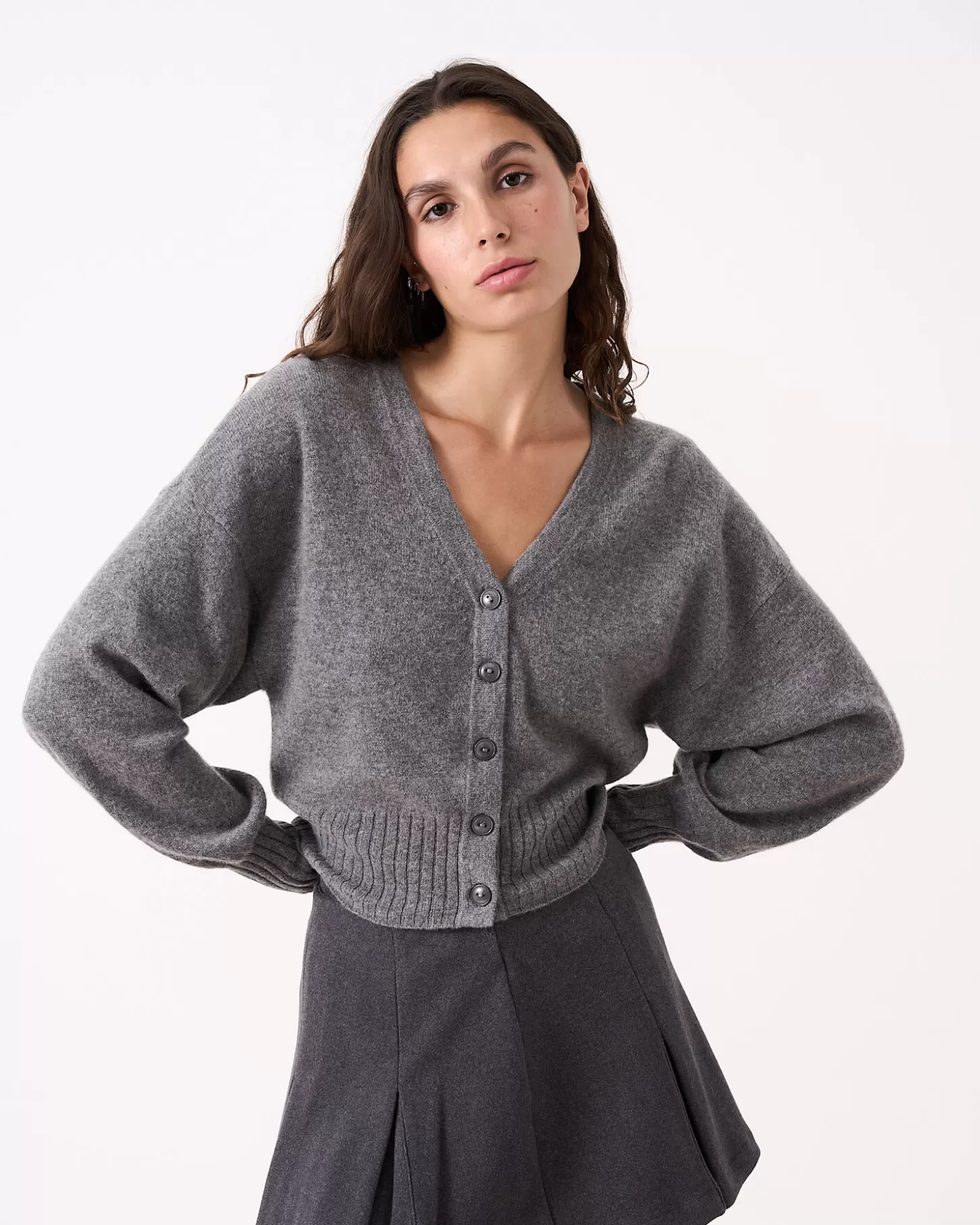 Gilets | 100% Cachemire>Absolut Cashmere Eugenie. Gris chiné foncé