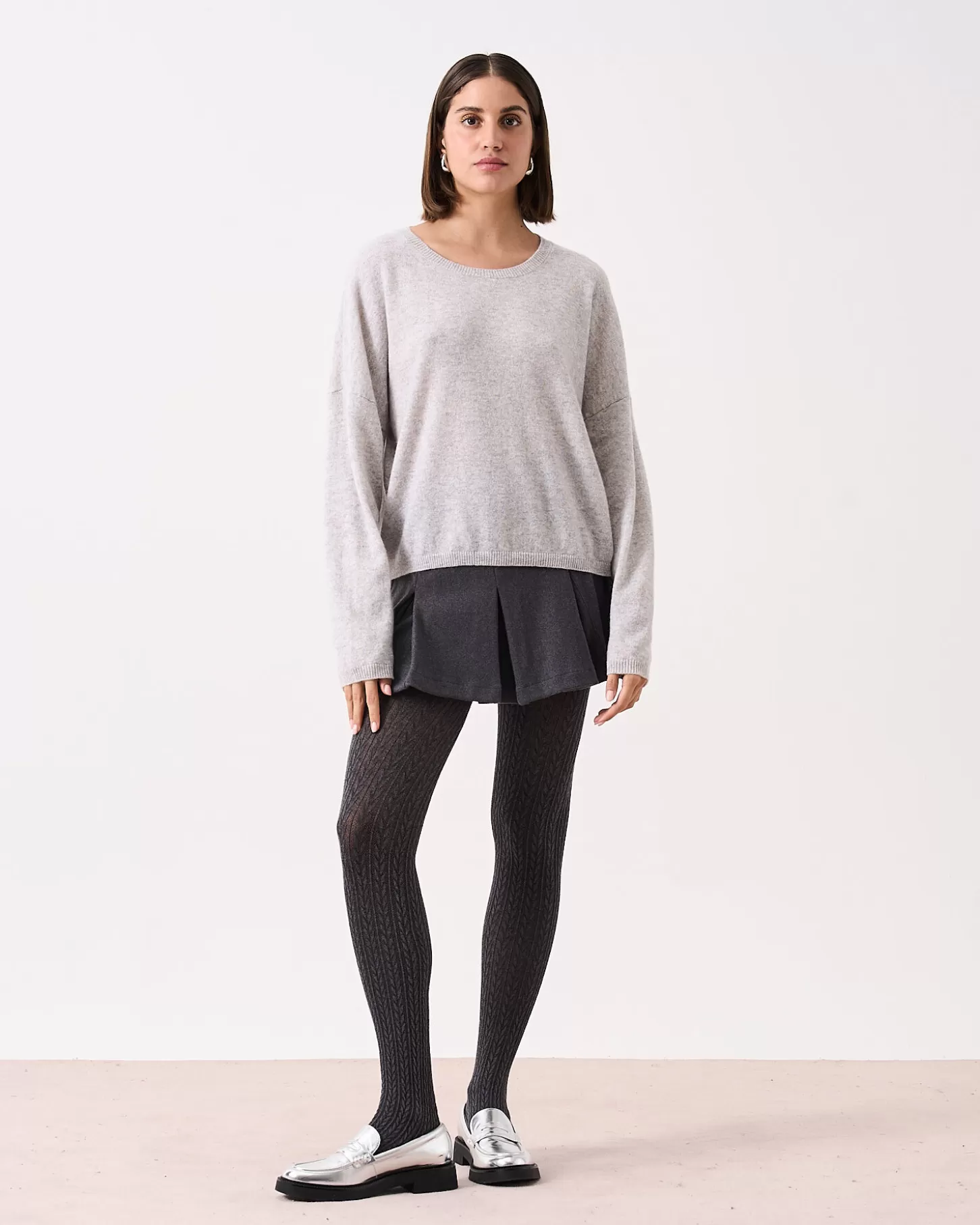 Col Rond | 100% Cachemire>Absolut Cashmere Kaira. Gris chiné clair