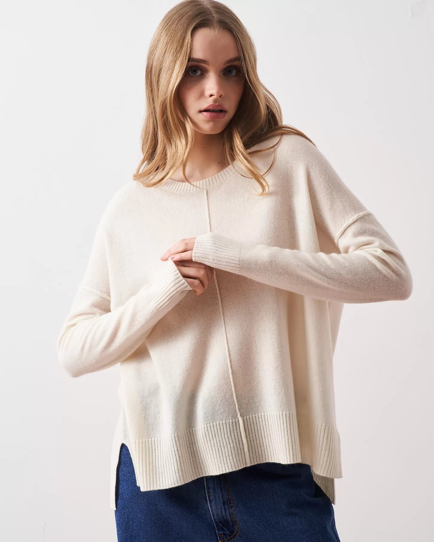 Col Rond | 100% Cachemire>Absolut Cashmere Kenza. BLANC