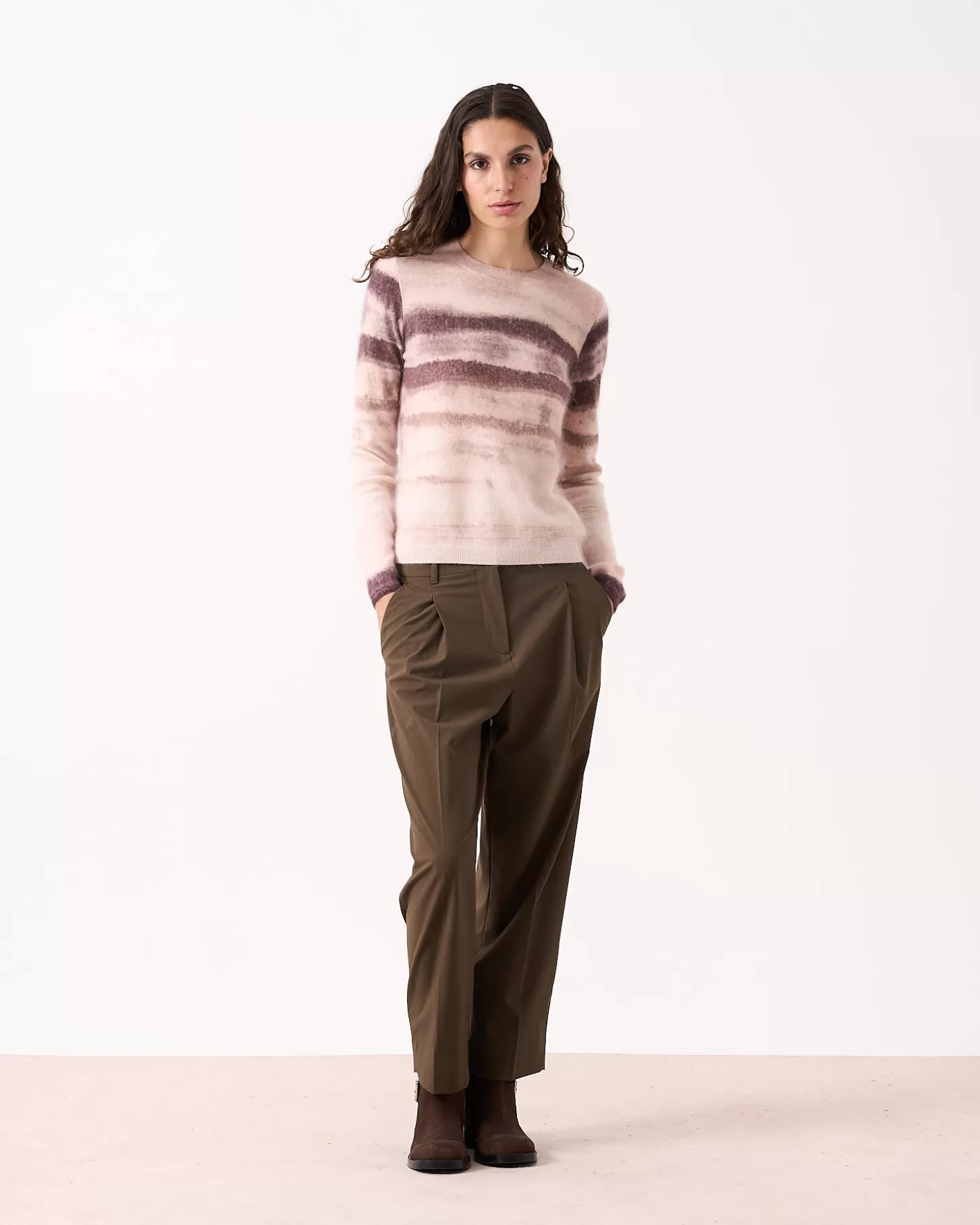 Cachemire Brossé | Col Rond>Absolut Cashmere Roise. Stripe brown