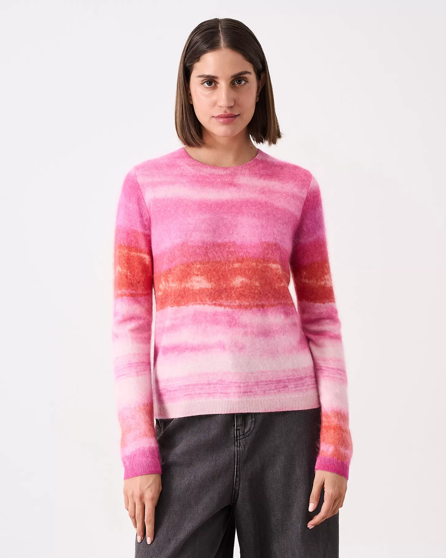 Cachemire Brossé | Col Rond>Absolut Cashmere Roise. Stripe pink